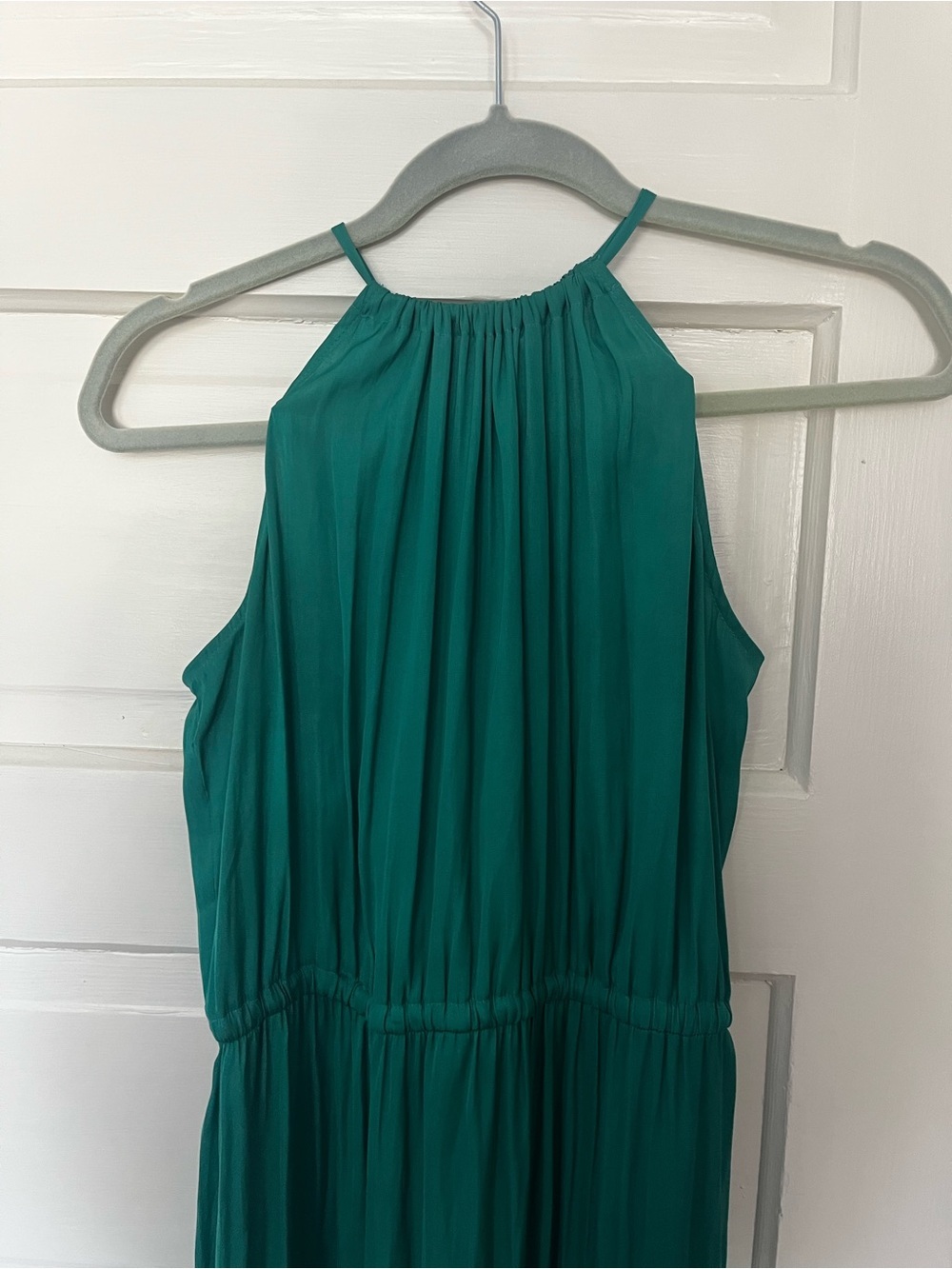 LOFT Emerald Green Halter Maxi Dress | Pleated | Size Small - Picture 2 of 12